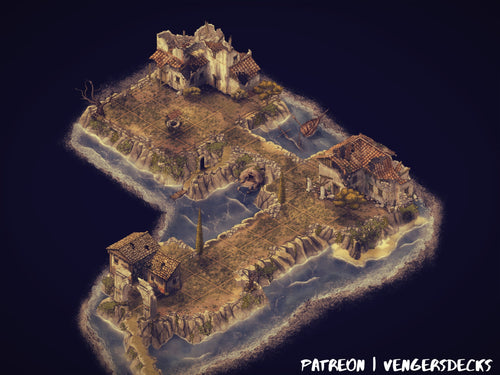 Abandoned Village Peninsula Isometric Map Pack