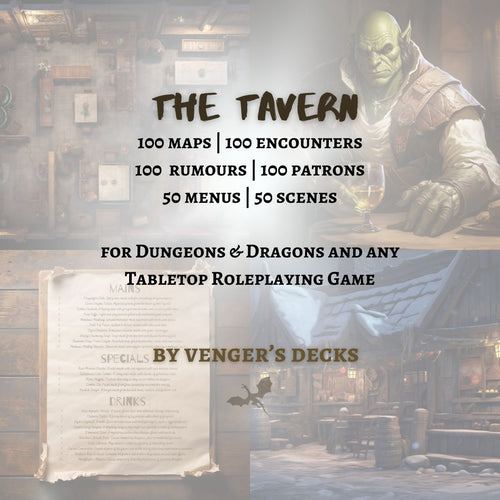 The Tavern - Maps, Encounters, Rumours, Patrons, Menus, Scenes